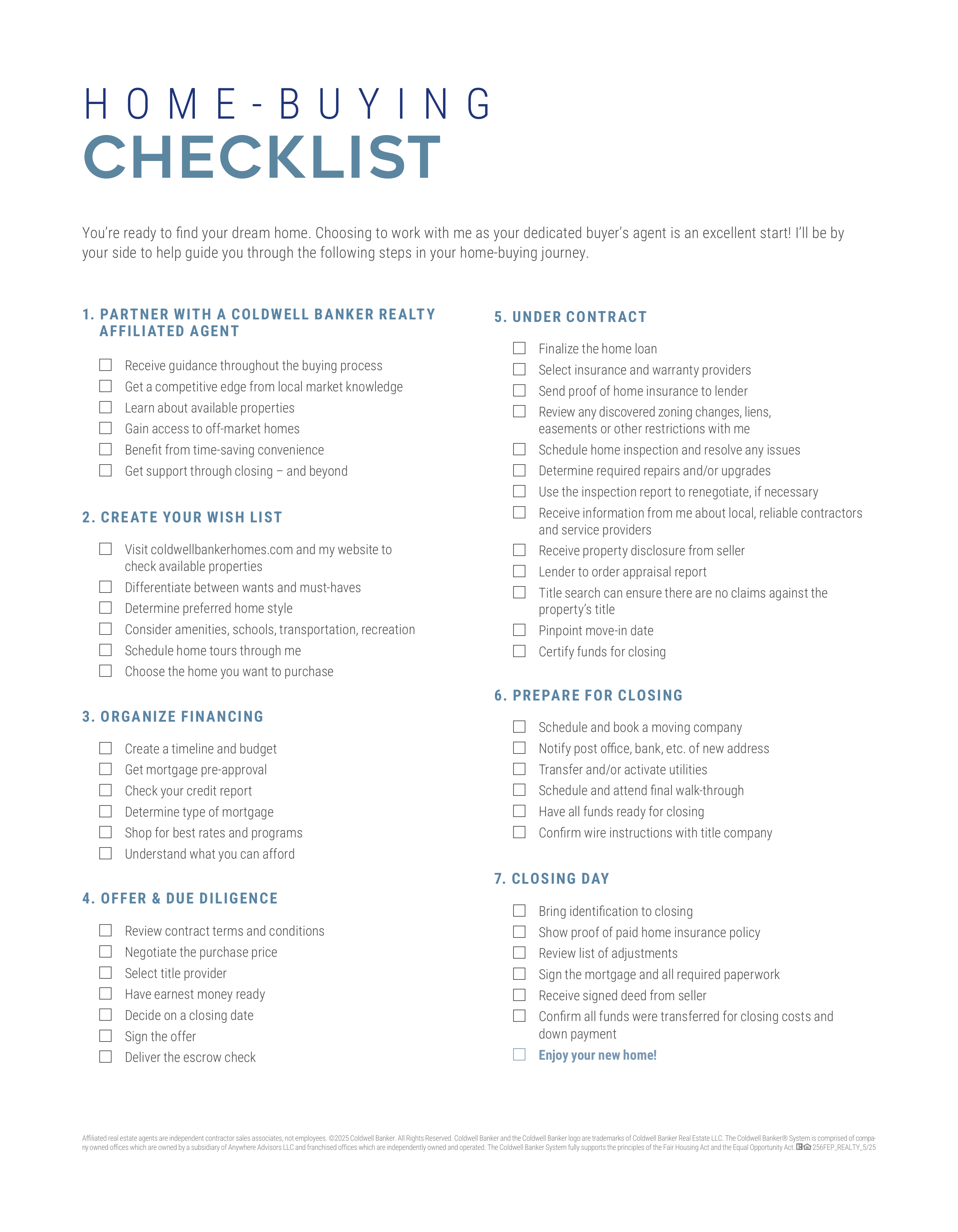 Buyer checklist